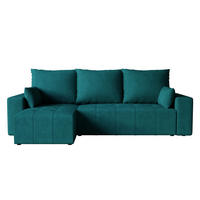ECKSOFA Tico mit Bettkasten und Schlaffunktion, L-Form/XL-Form, Velourstoff, Universal - Türkis, Holzwerkstoff (246/145cm) - 4ALL HOME