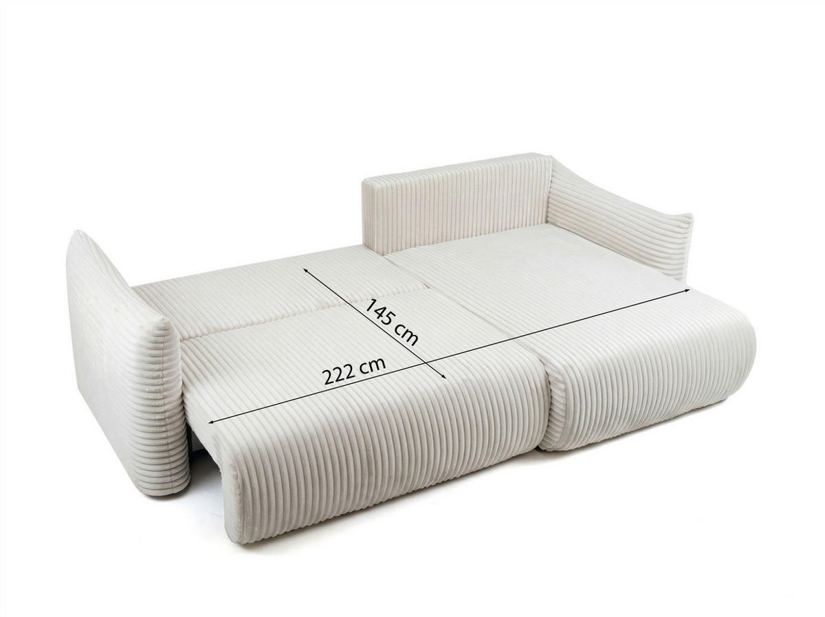 ECKSOFA Ontario Mit Schlaffunktion - Weiß, Holzwerkstoff/Textil (154/260cm) - Fun Möbel