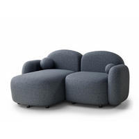ECKSOFA Bahama Blau grau Webstoff - Links Seite - Blaugrau/Schwarz, Holz/Holzwerkstoff (146/190cm) - Maison de Reve