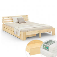 HOLZBETT mit Matratze und Stauraum 180/200 cm natur - Naturfarben, Holz (180/200cm) - Homestyle4u