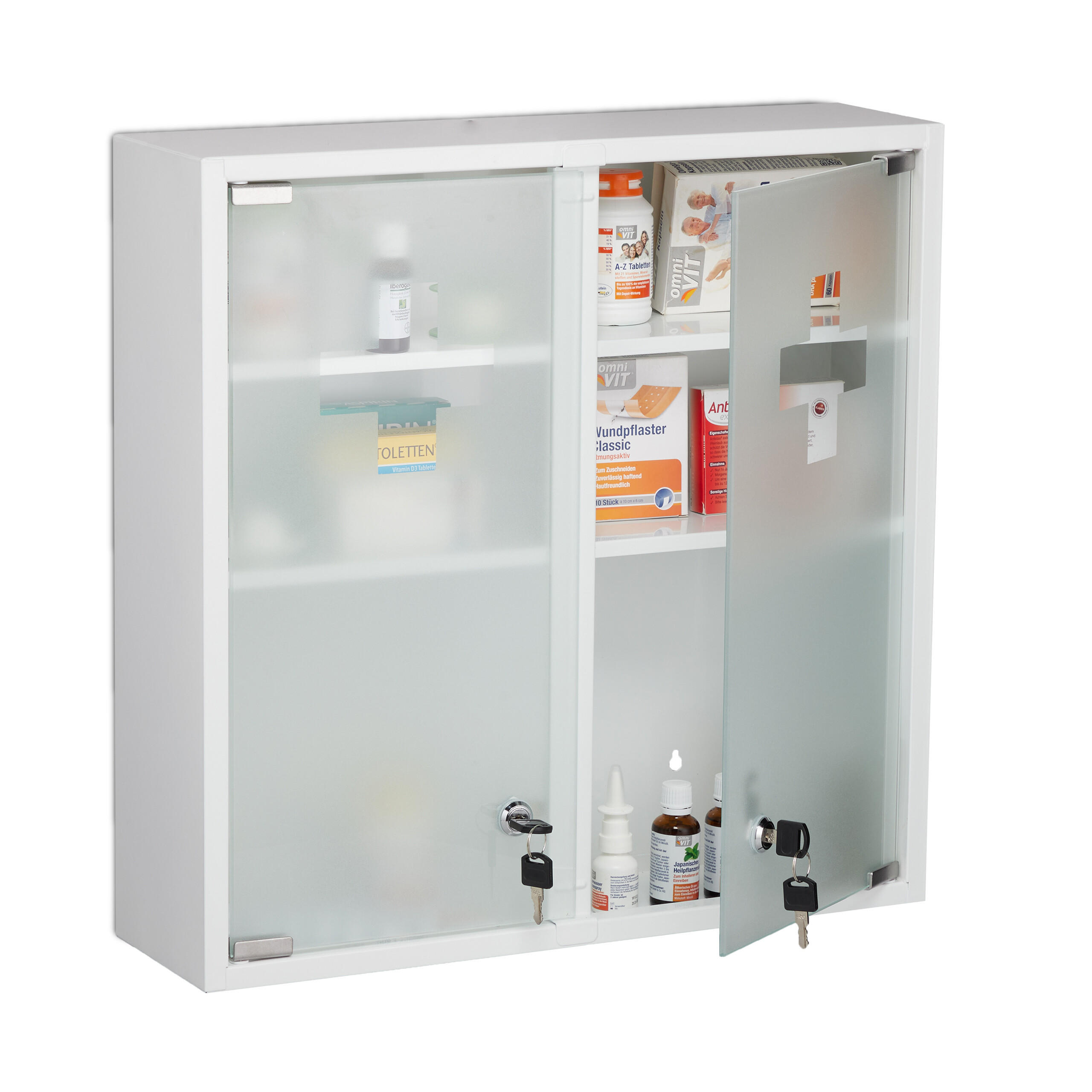 MEDIZINSCHRANK - Multicolor, Glas/Metall (52.5/53/15.5cm) - Relaxdays