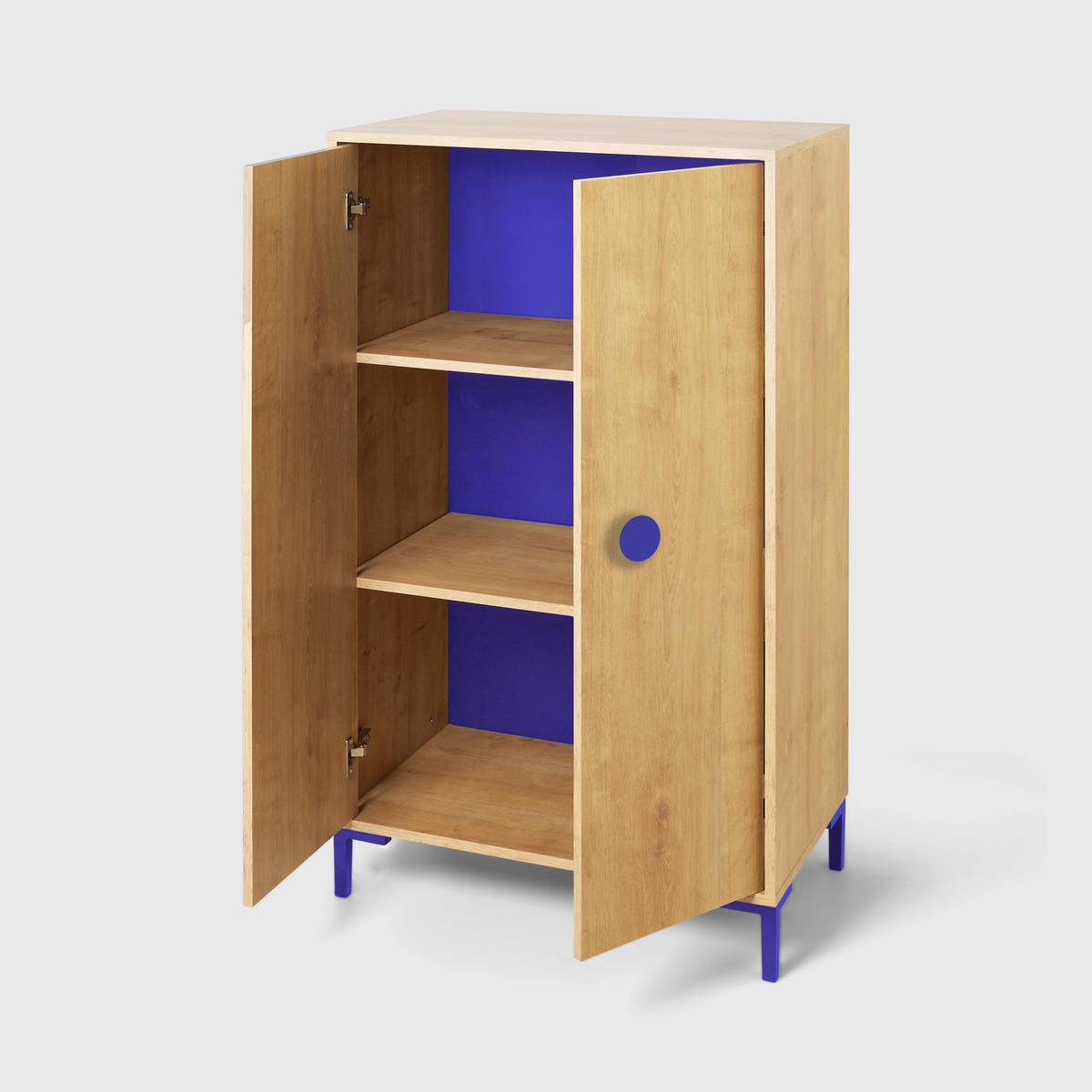 KLEIDERSCHRANK mit 2 Türen, Eichenholzoptik mit blauen Details ALVA KIDS - Blau/Eiche Artisan, Holzwerkstoff (75/123/45cm) - RNT By Really Nice Things