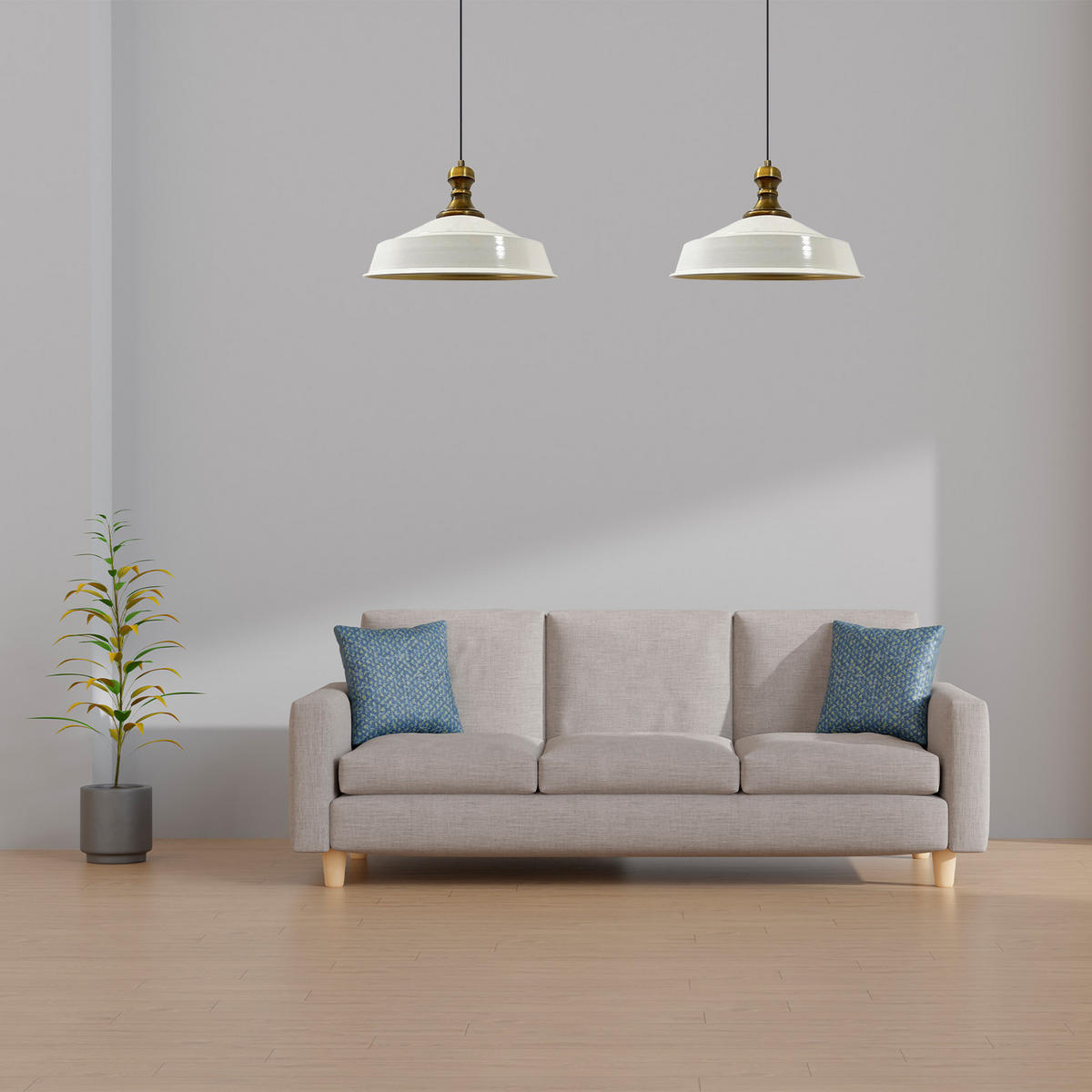 PENDELLEUCHTE Asletl 2 Flammig 40/36 cm - Goldfarben/Weiß, Metall (36/40/28cm) - Bamyum