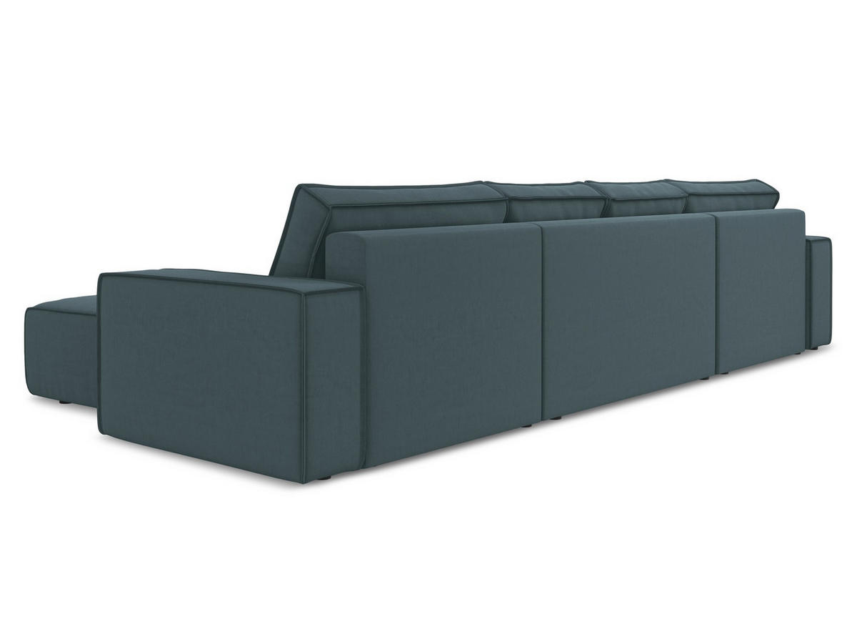 WOHNLANDSCHAFT Samt Stoff Blau - Blau/Petrol, Kunststoff/Textil (398/82/185cm) - Makamii