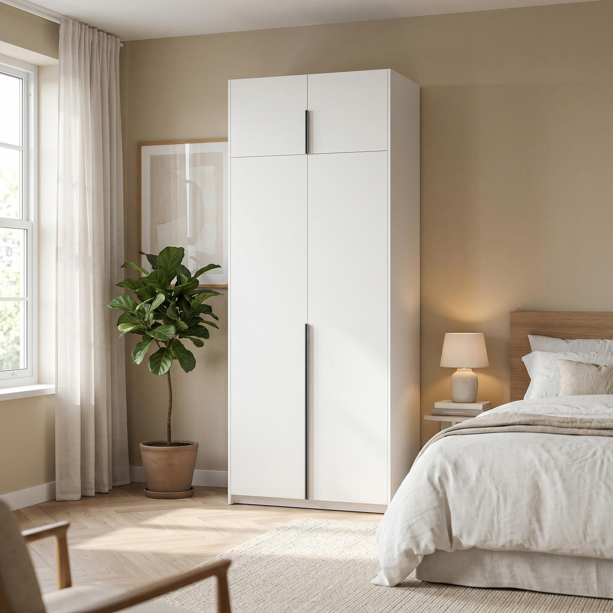 DREHTÜRENSCHRANK AMARA 100/250/58cm 2-türig Weiß - Weiß, Holzwerkstoff (100/250/58cm) - MASSENO
