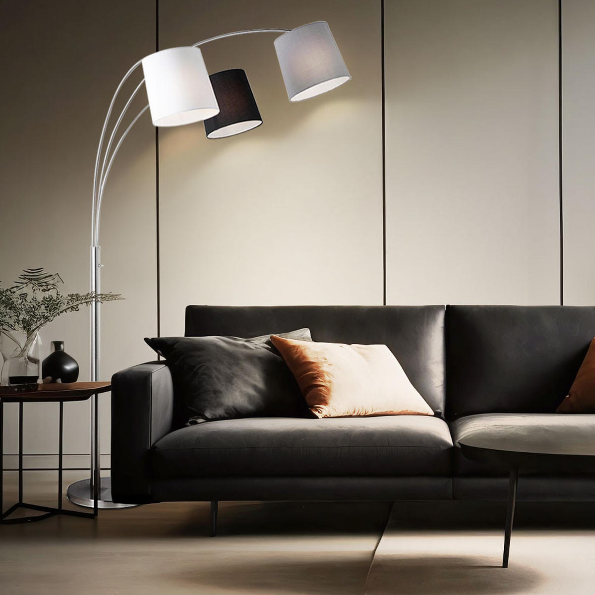 LED STEHLEUCHTE Metall Textil Silber - Silberfarben, Textil (100/70/190cm)