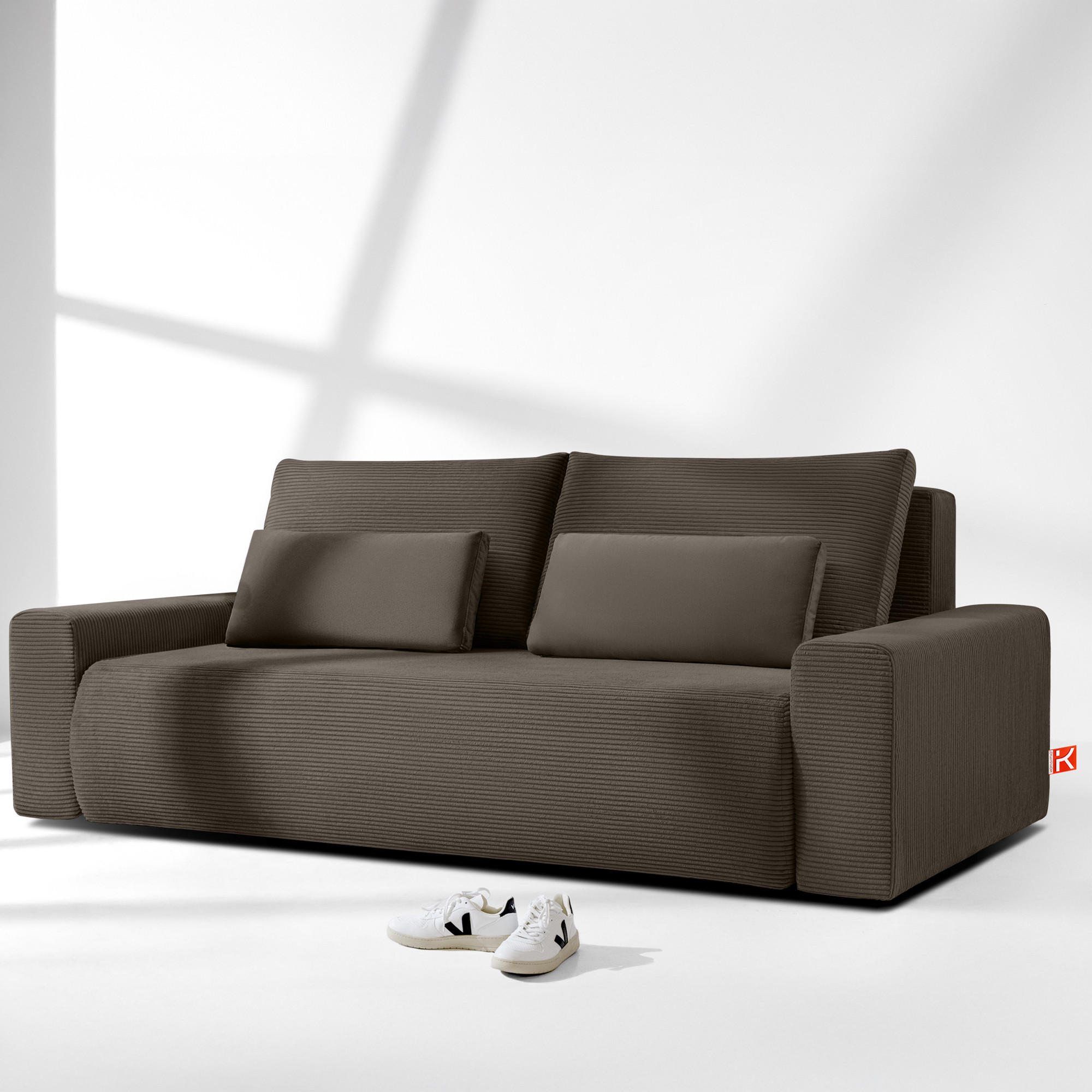 3-SITZER SCHLAFSOFA MOLLIS, Corduroy, Braun - Braun, Holz/Holzwerkstoff (250/93/108cm) - KONSIMO®