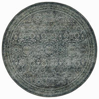 TEPPICH Kurzflor, waschbar, mit floralen Ornamenten, VERNANTE in Grün-Grau, Ø 120 cm - Grün, Textil (120/120cm) - KADIMA DESIGN