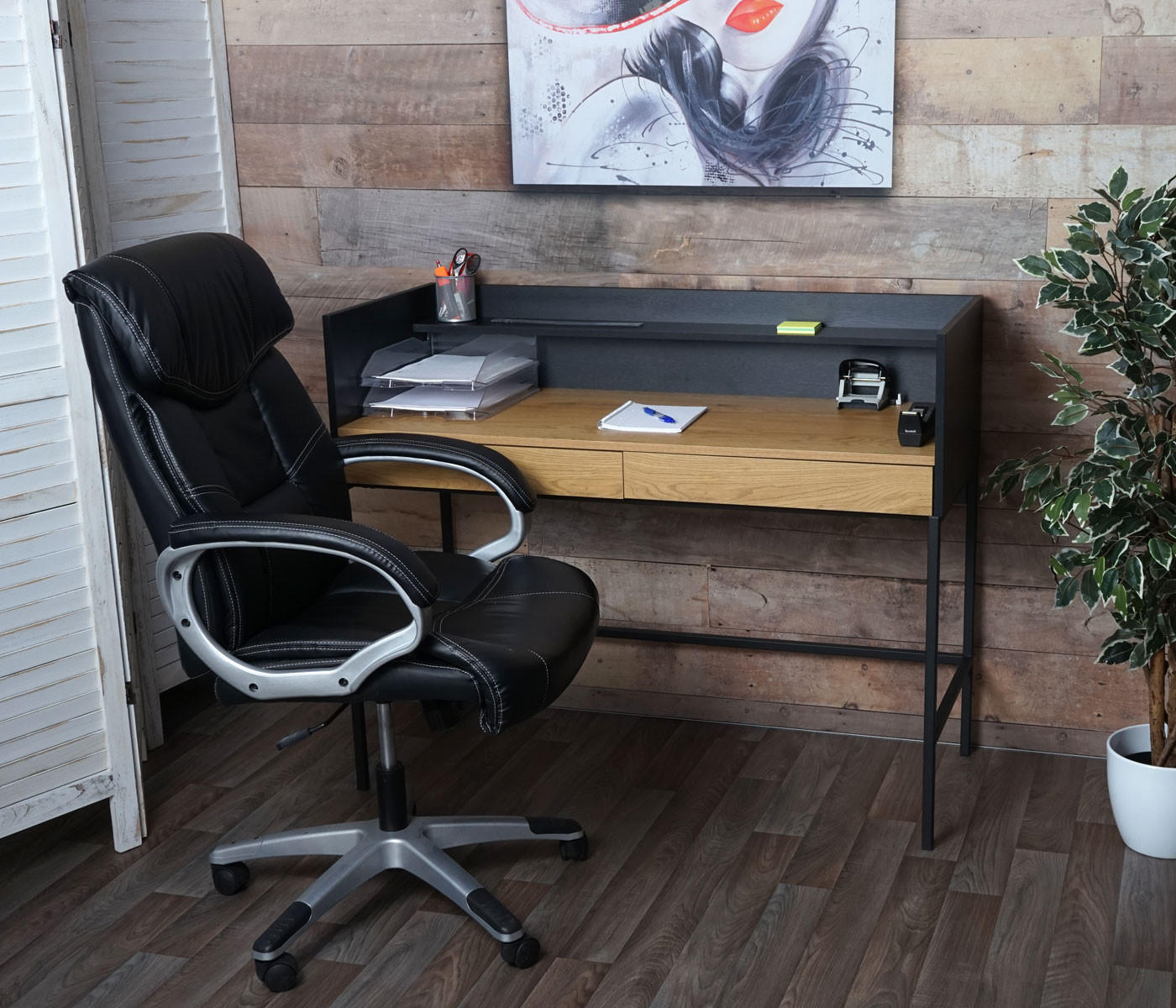 SCHREIBTISCH Schwarz, Braun - Schwarz/Naturfarben, Holz (50/120/99cm) - MCW