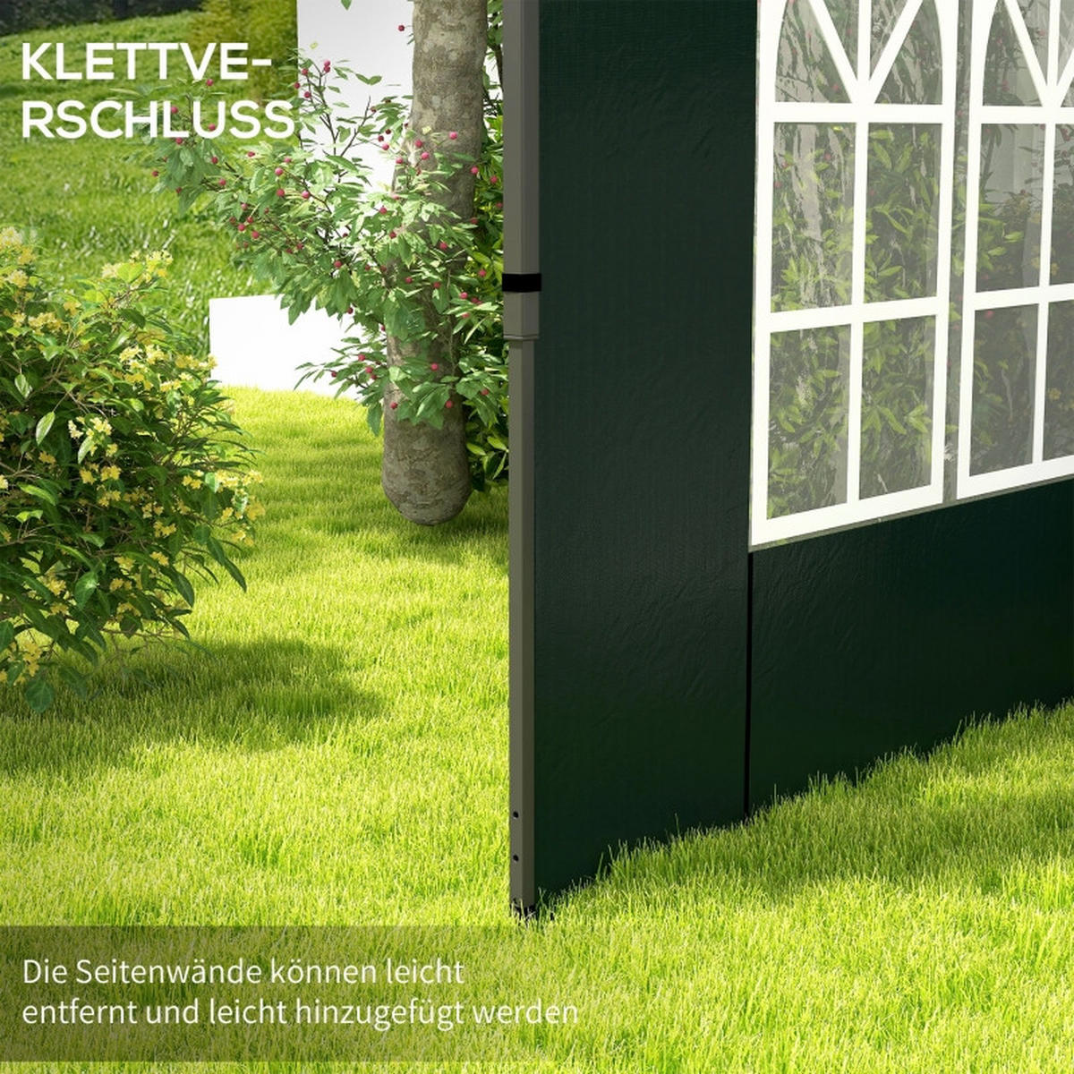 PAVILLON SEITENWÄNDE 2er Set 3x3 3x6 dunkelgrün - Dunkelgrün, Kunststoff (293/193/1cm) - LEBENLANG