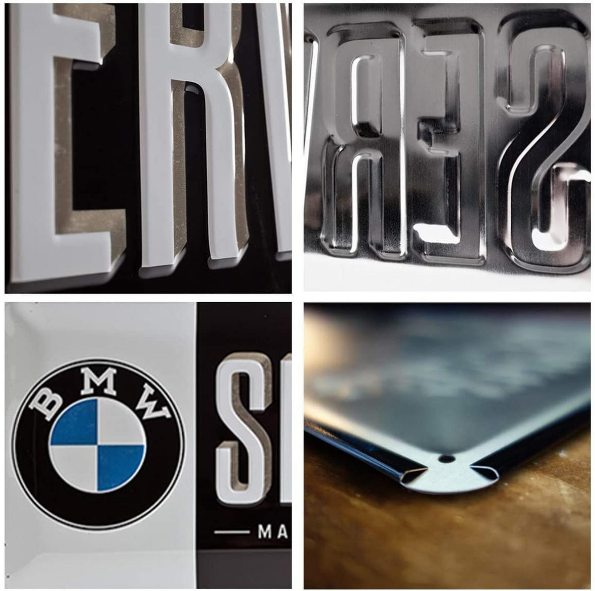 BLECHSCHILD 25/50 cm BMW Service - Multicolor, Metall (50/25/1cm) - Nostalgic-Art