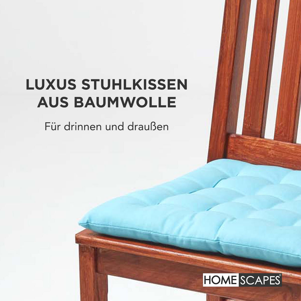 STUHLKISSEN 4er-Set hellblau 40/40/6,5 cm - Hellblau, Textil (40/40/6.5cm) - Homescapes