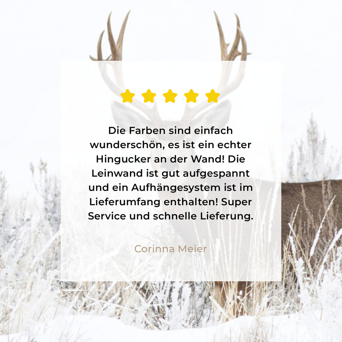 LEINWANDBILD Hirsche - Winter - Schnee - Tiere - Jahreszeiten - Weiß XXL 150x100 cm - Hellbraun, Textil (150/100cm) - MuchoWow