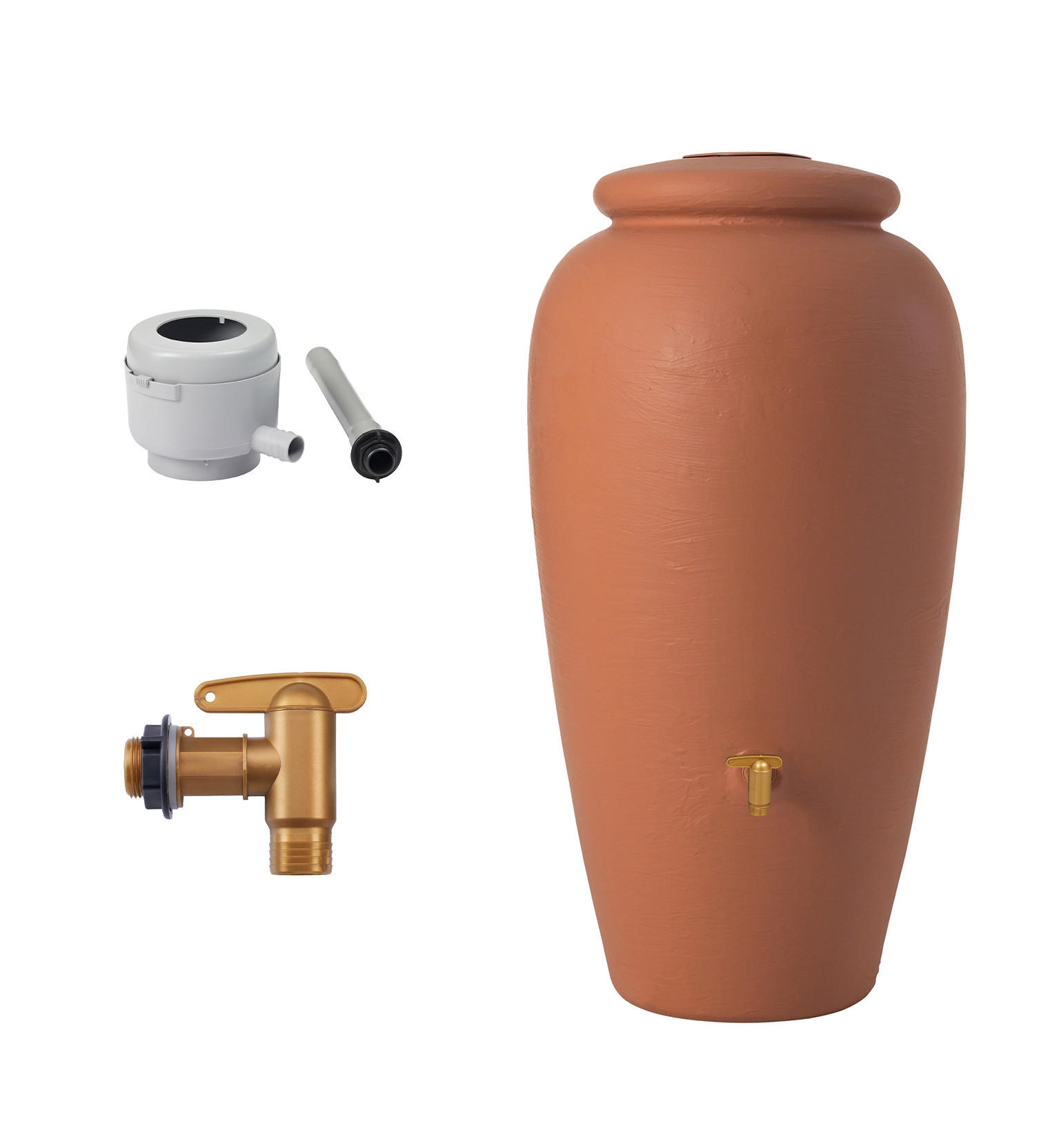 AMPHORE Regentonnen Komplett-Set 500 L kotta - Terracotta, Kunststoff (79/150/79cm) - GARANTIA