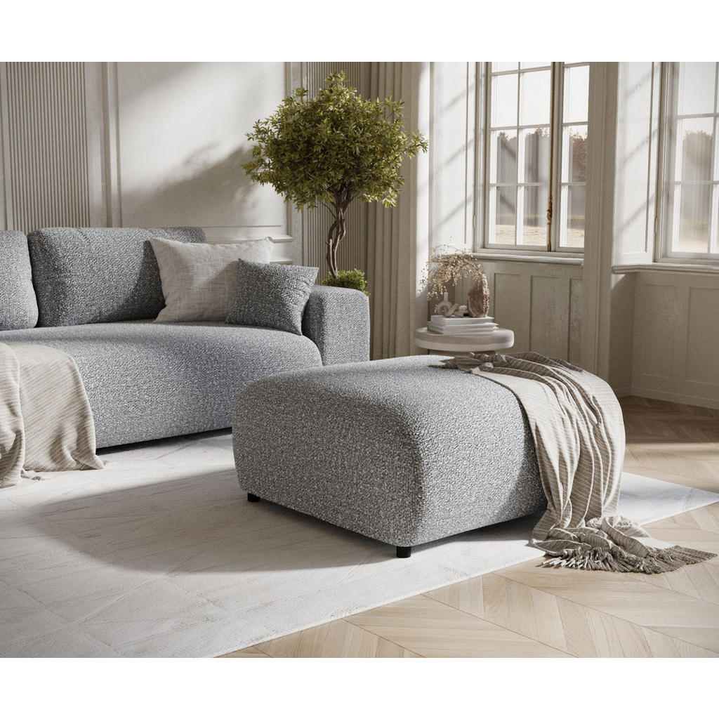 Thumbnail - Maison de Reve Pouf, Grau, Textil, 1-Sitzer, Füllung: Schaumstoff, Quadratisch, Rundrohr, 88x37x88 cm, Oeko-Tex® Standar...