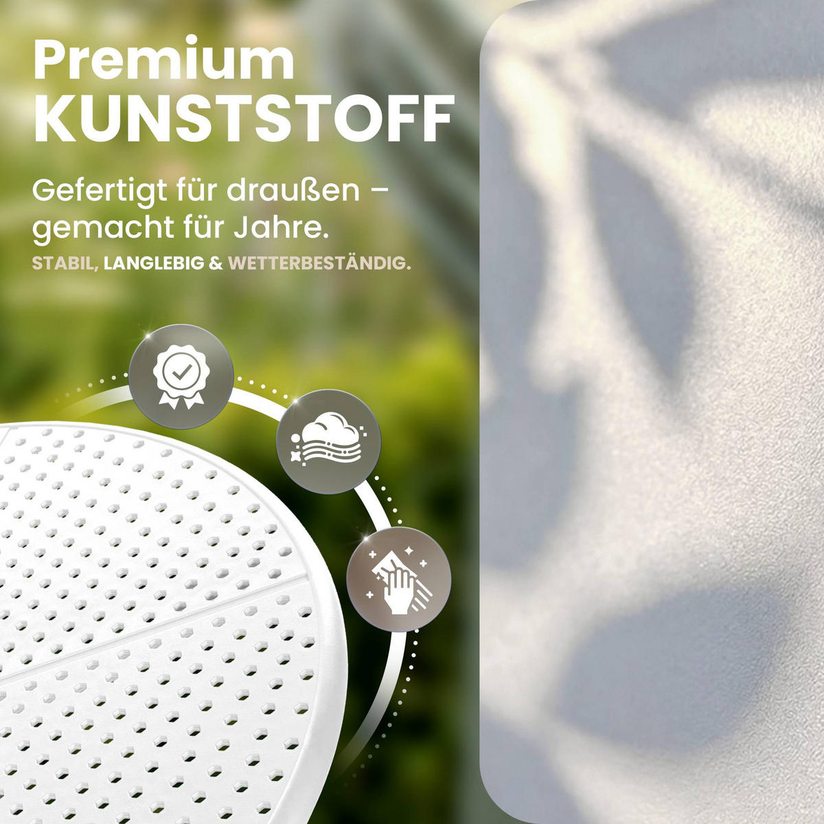 GARTENTISCH rund Kunststoff Weiß - Weiß, Kunststoff (60/60/76cm) - CLP