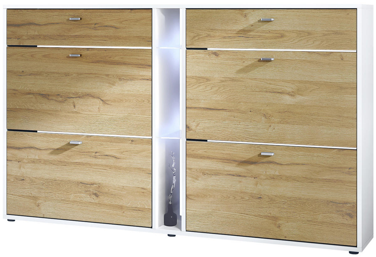 SCHUHSCHRANK Today Fronten in Eiche Natur - Eichefarben, Holzwerkstoff (155.5/95/28cm) - Vladon