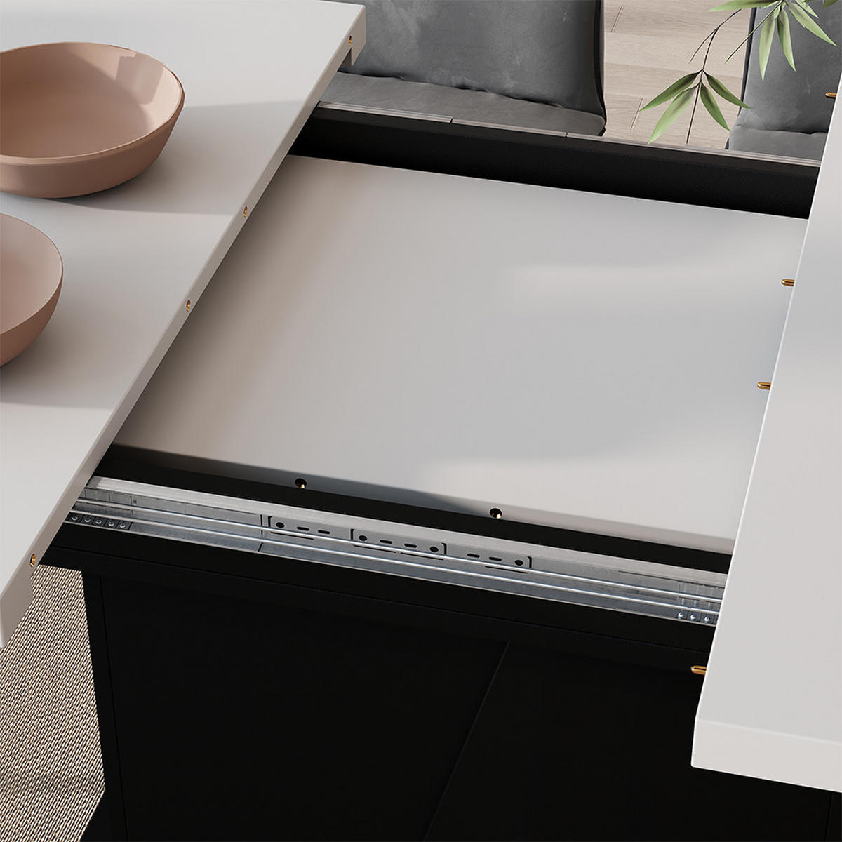 ROZKLÁDACÍ JÍDELNÍ STŮL Fenaro Bílá/černá - bílá/černá, kompozitní dřevo (80/120/77.3cm) - Vicco