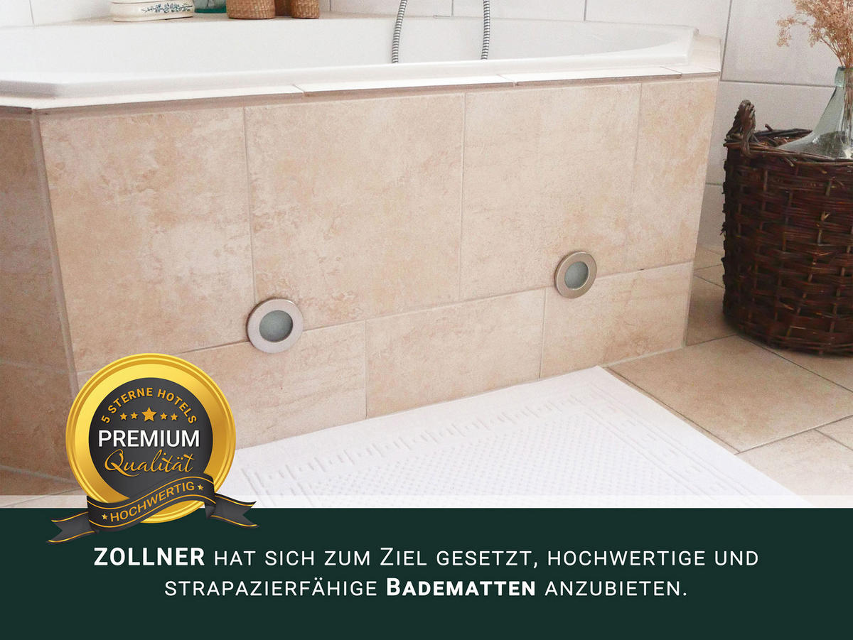 BADEMATTE, 2er-Set, 50x70 cm, 100% Baumwolle, Weiß - Weiß, Textil (50/70cm) - Zollner