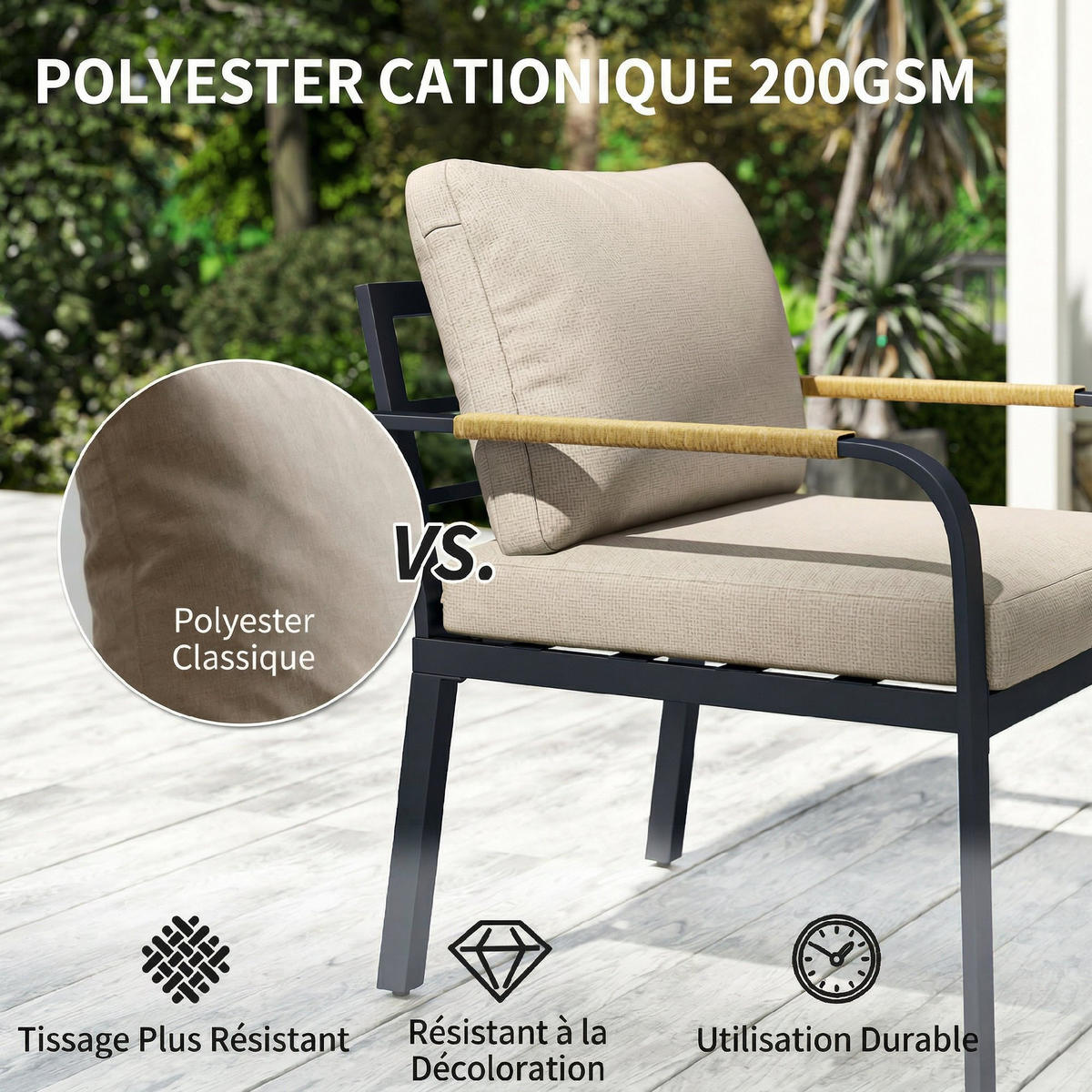 GARTENLOUNGE-SET 7tlg DE-13711 modular mit WPC-Tisch Beige & Grau - Mokka, Metall - ComfortXL