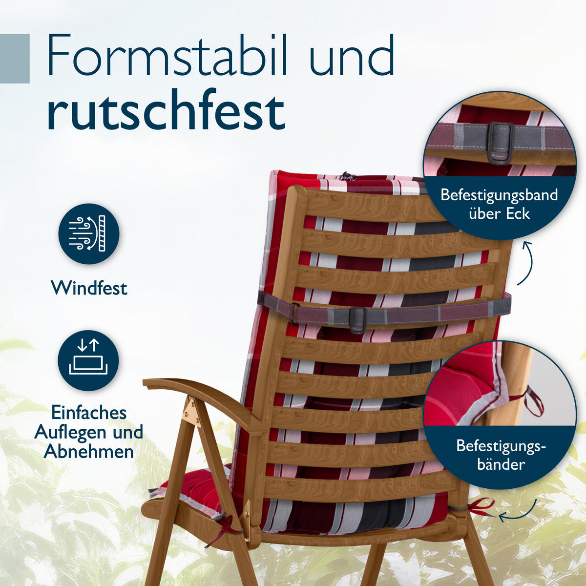 HOCHLEHNER Sun-HL 119x50x8cm Rot-Gestreift (2tlg) - Rot, Textil (50/120cm) - Beautissu 