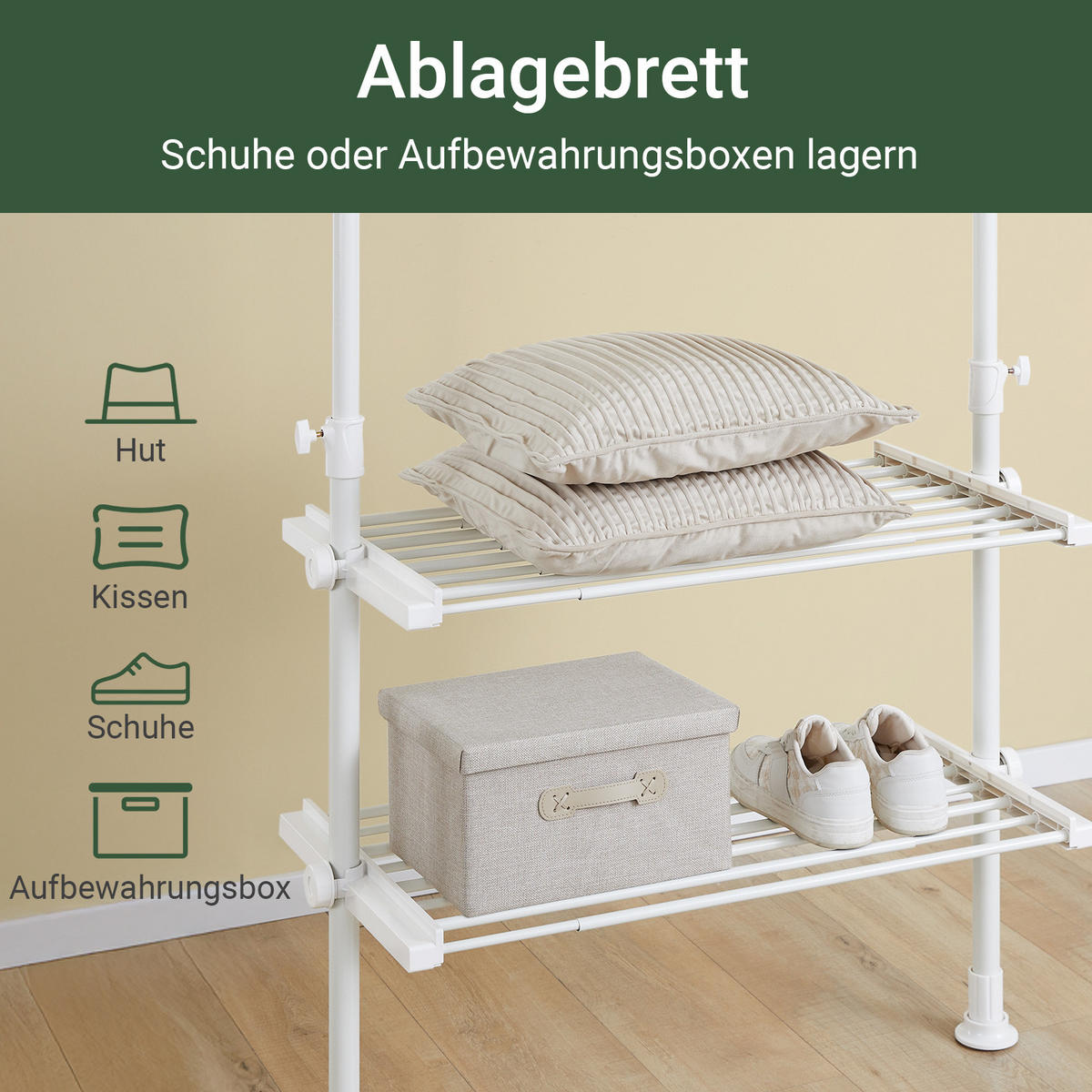 TELESKOP GARDEROBEN SYSTEM Weiß - Weiß, Kunststoff (198/285/1cm) - SoBuy
