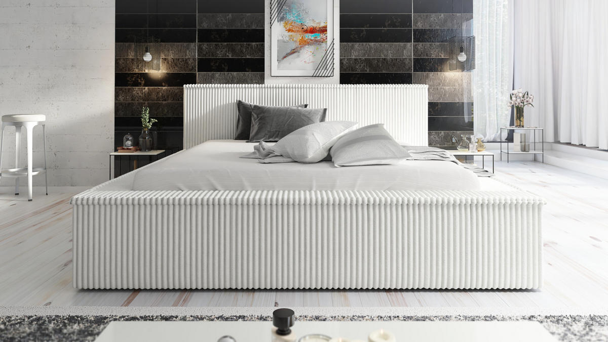 POLSTERBETT RIO 140x200 Weiß - Weiß, Textil (140/200cm) - A&J MöbelLand