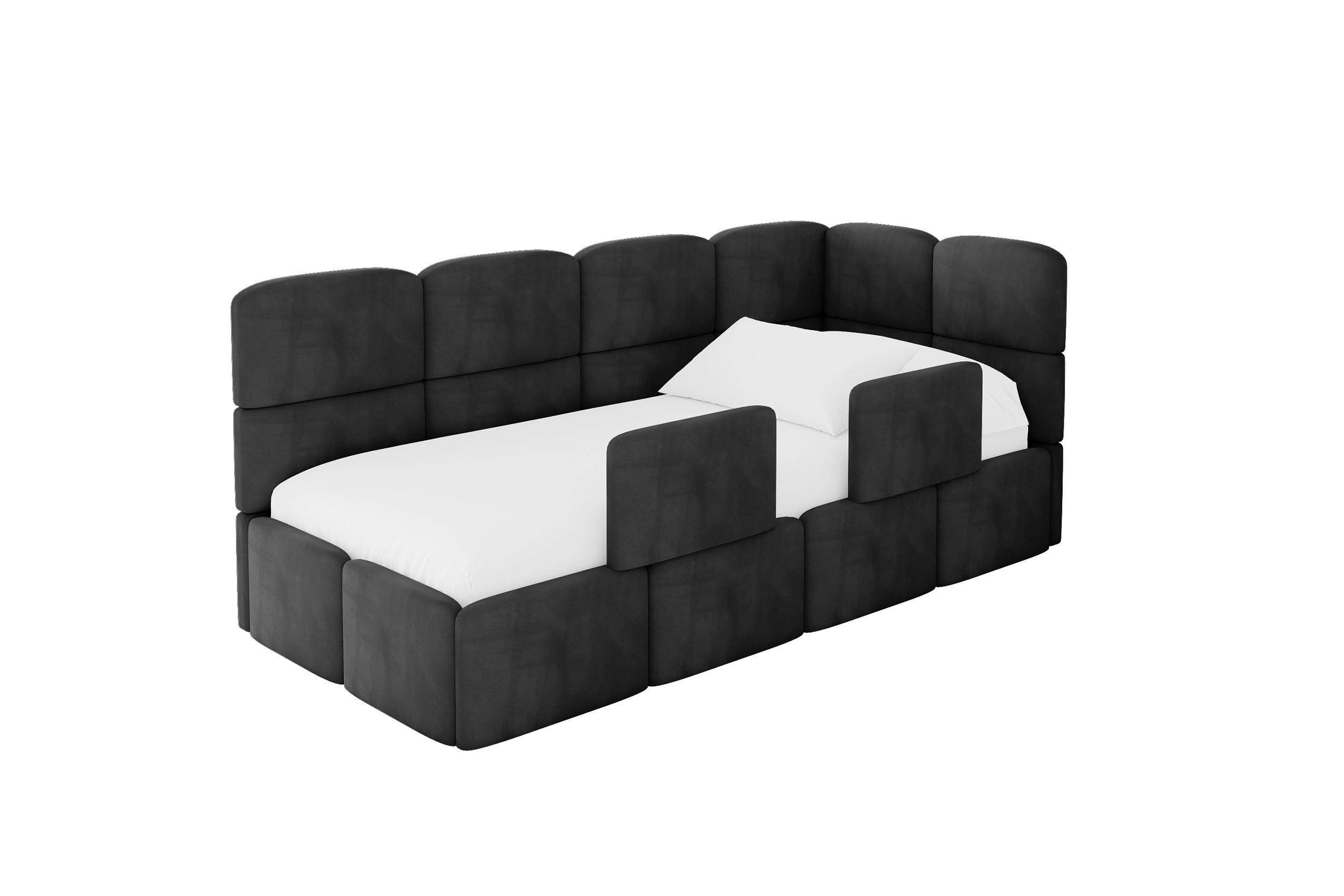ALTDECOR JEDNOLŮŽKOVÁ POSTEL pro mládež s úložným prostorem a matrací H3/H4, vlevo - KIVY 90x200 černá