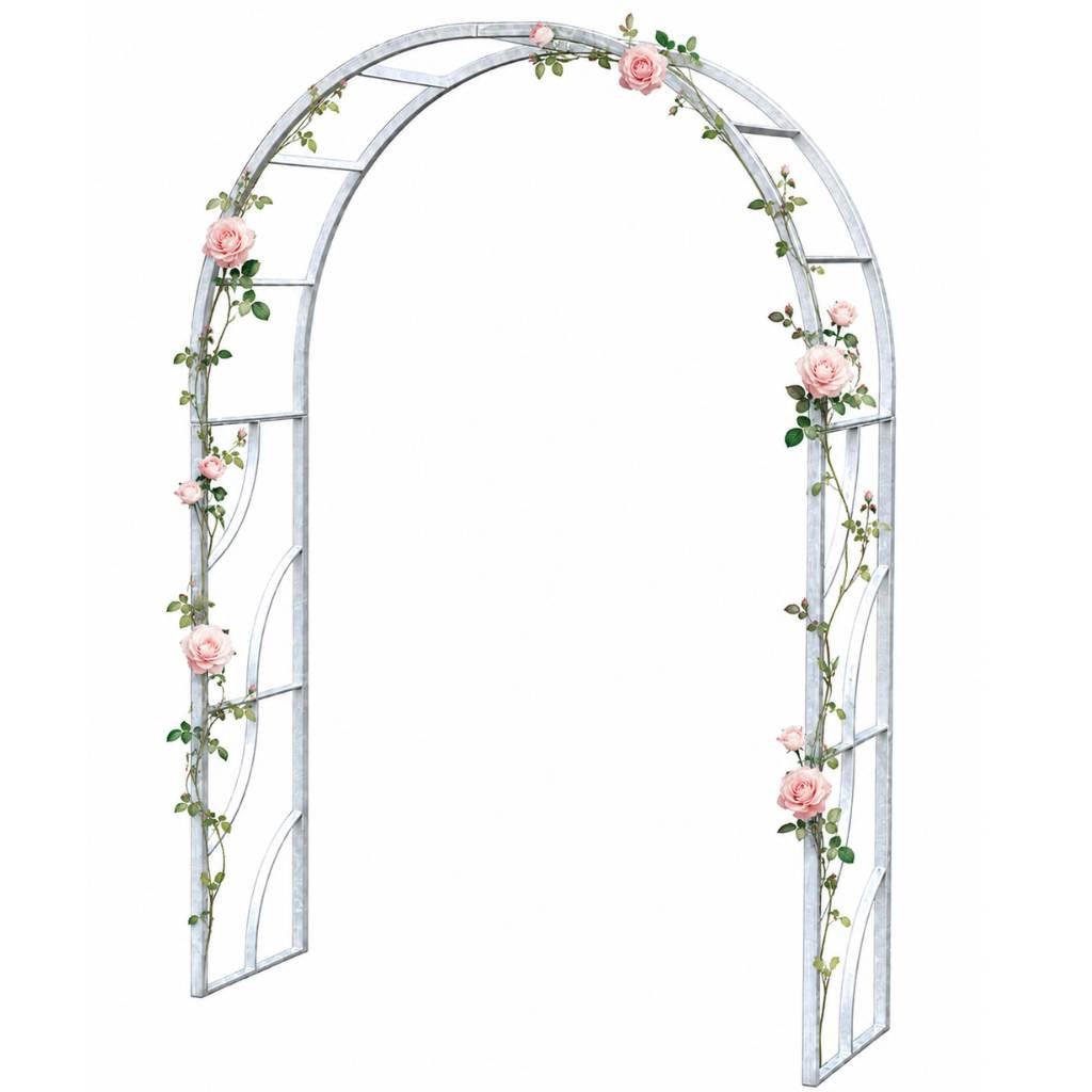 DANDIBO Rosenbogen Verzinkt Massiv 150 cm Torbogen 96516 Wetterfest Rundbogen Volleisen Rankhilfe Gartenbogen Feuerverzinkt - Grau, Metall (150/196/40cm) - DanDiBo
