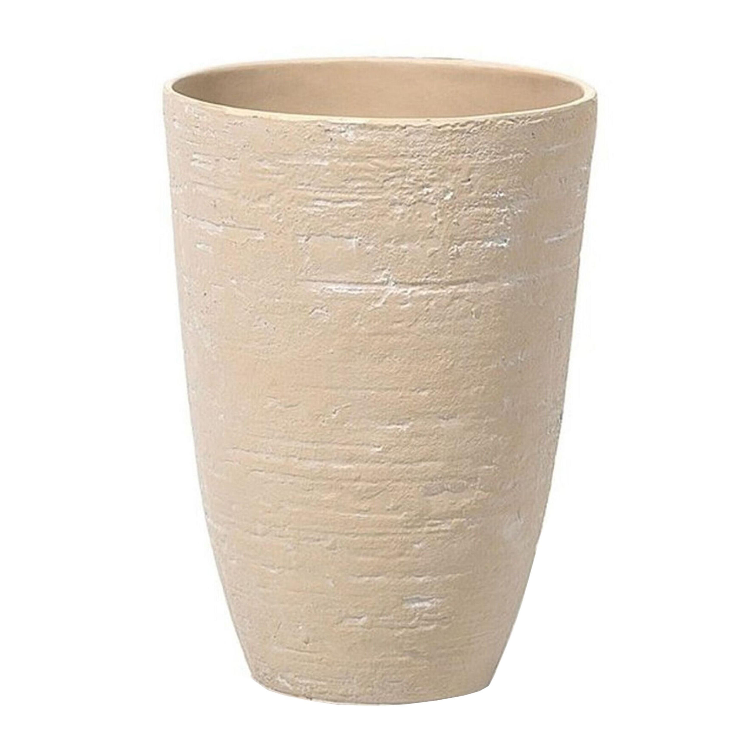 BLUMENTOPF sandbeige rund 35/35/50 cm Camia - Beige, Stein (50cm) - Beliani