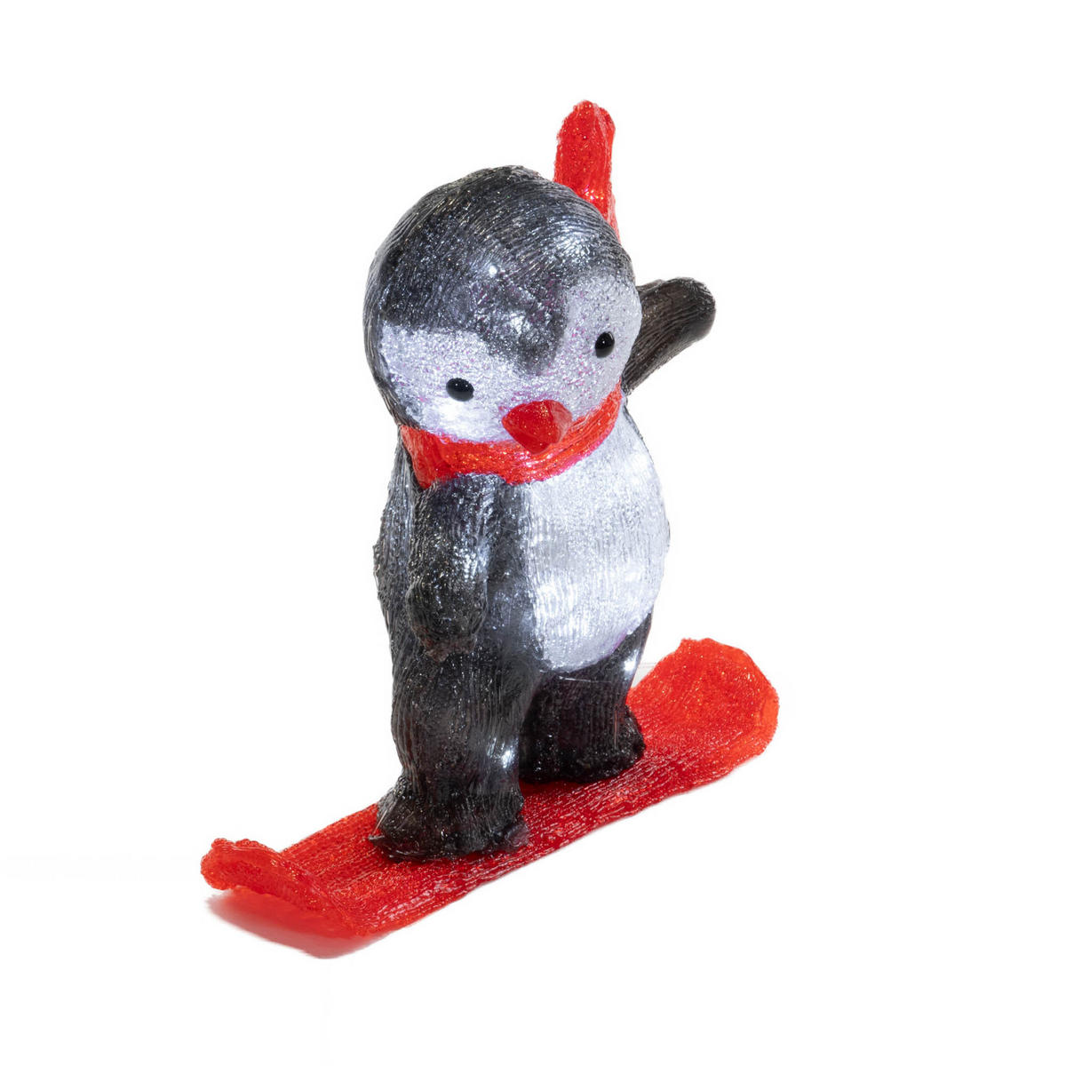 WINTERDEKORATION Pinguin auf einem Snowboard 32,5/13,2/30,3 cm - Multicolor, Kunststoff (13.2/30.3/32.5cm) - Fééric Lights and Christmas