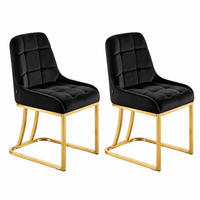 ESSSTUHL 2er-Set Samt Schwarz 39 x 45 cm - Schwarz, Metall (39/84/45cm) - Meubliv