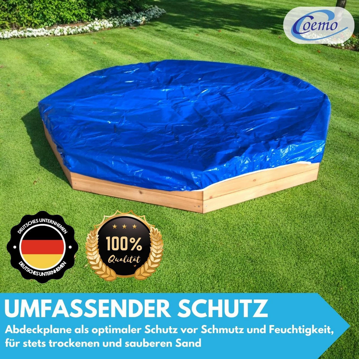 SANDKASTEN LARRY 8-ECK 135/135/20 cm - Naturfarben, Holz (135/135/20cm) - Coemo