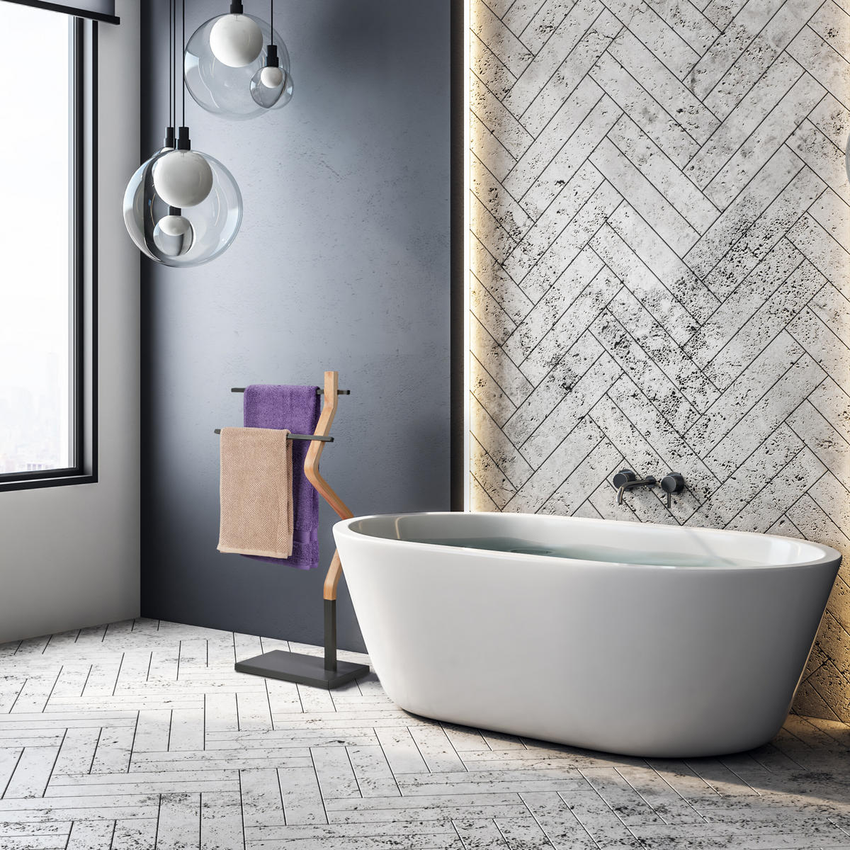 HANDTUCHSTÄNDER - Multicolor, Holzwerkstoff/Metall (43.5/85/20cm) - Relaxdays