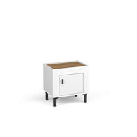NACHTTISCH Mossa Weiß, Eintüriger Nachtkommode - Schwarz/Weiß, Holzwerkstoff (48/47/36cm) - Bettso
