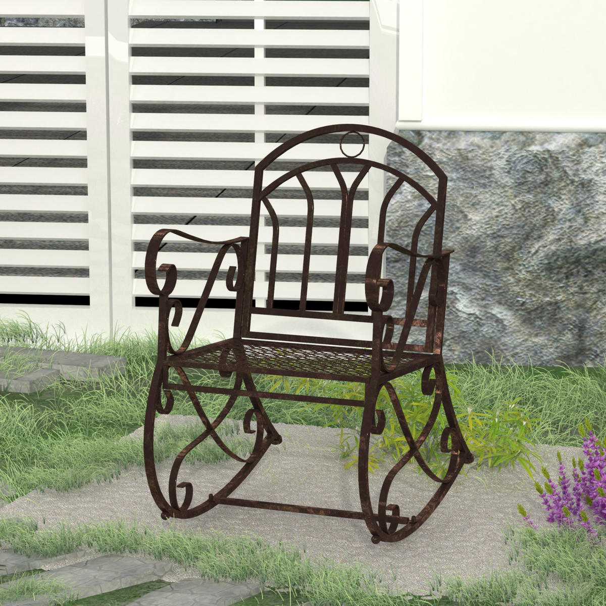 GARTENSTUHL, 2-Sitzer, Metall, 61 x 79 x 90 cm - Bronzefarben, Metall (79/90/61cm) - Outsunny