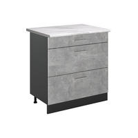 SPODNÍ SKŘÍŇKA KUCHYŇSKÉ LINKY R-Line, Beton/Antracit, 80 cm se 3 zásuvkami pracovná doska Mramor - šedá/antracitová, kompozitní dřevo (80/81.6/60cm) - Vicco