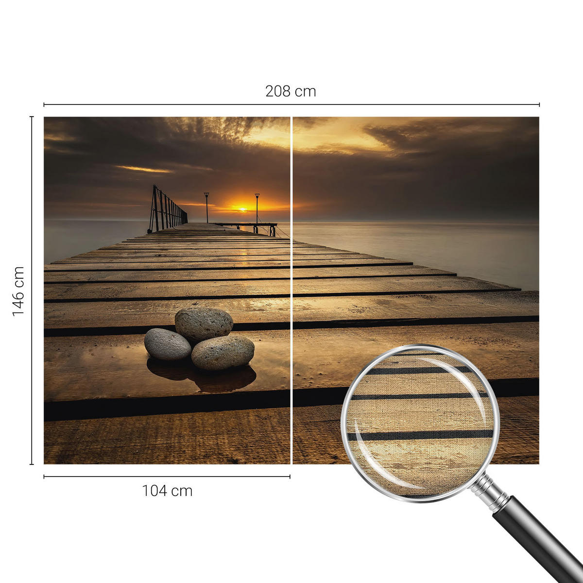 FOTOTAPETE 208x146 cm - Sonnenuntergang - Braun, Textil (208/146cm) - Wallfluent