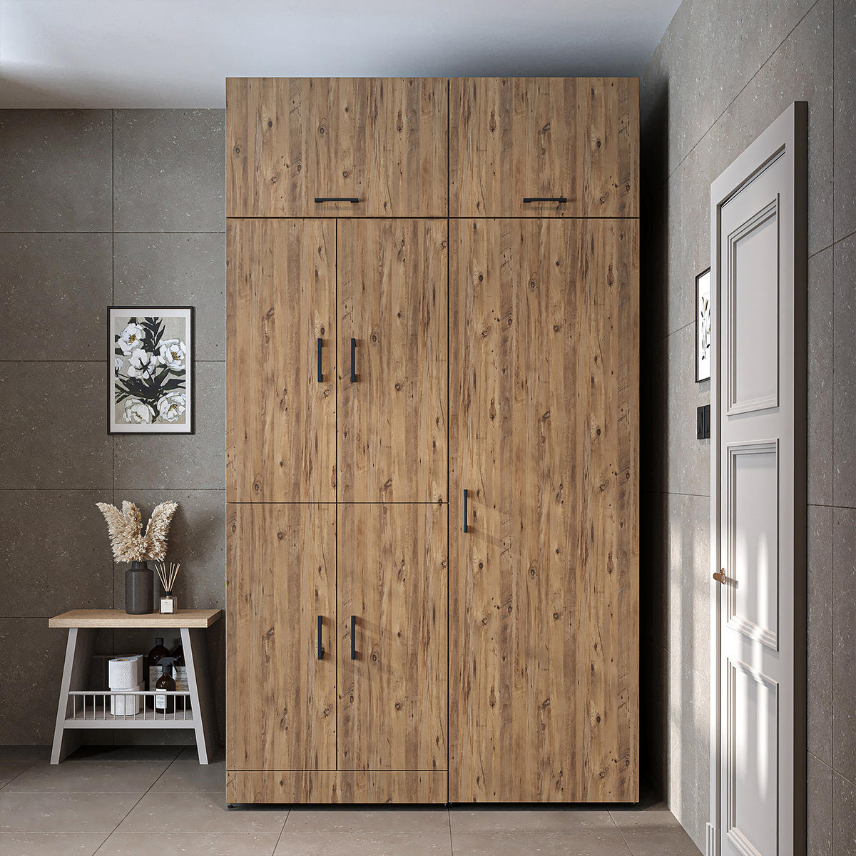 WASCHMASCHINENSCHRANK DORA-I 130cm Breit, 230cm Hoch - Eichefarben, Holzwerkstoff (130/230/73.8cm)
