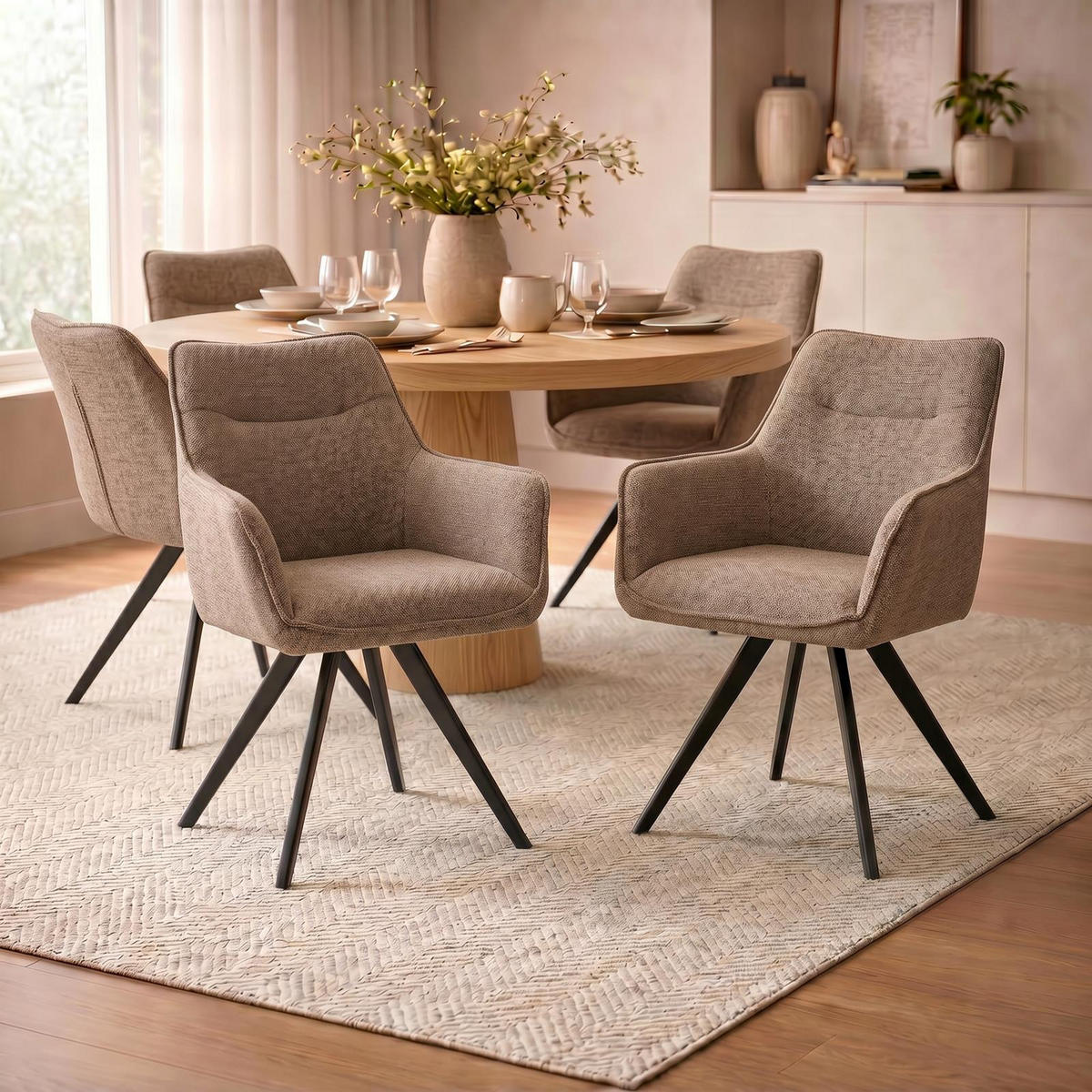 ESSZIMMERSTÜHLE VENICE 2er-Set greige - Greige, Textil (62/87/67cm) - IDIMEX