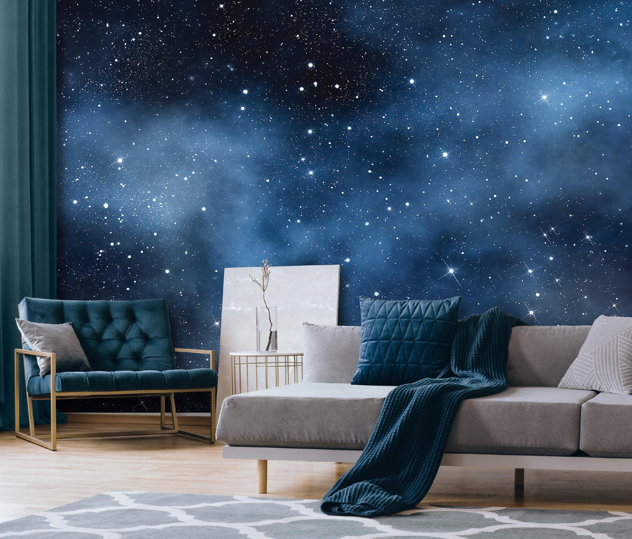 FOTOTAPETE Kosmos Sterne Blau 400x280 cm - Multicolor, Papier (400/280cm) - Wallarena