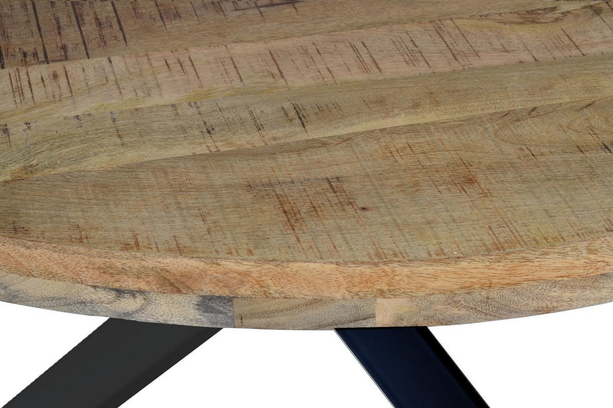 ESSTISCH RUNIS - Beige/Schwarz, Holz/Metall (130/130/78cm) - SAM