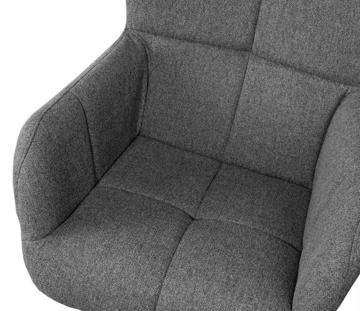 OHRENSESSEL-SET Sava inkl. Fußhocker - drehbar - grau - Schwarz/Grau, Textil/Metall (87/104/74cm) - bene living