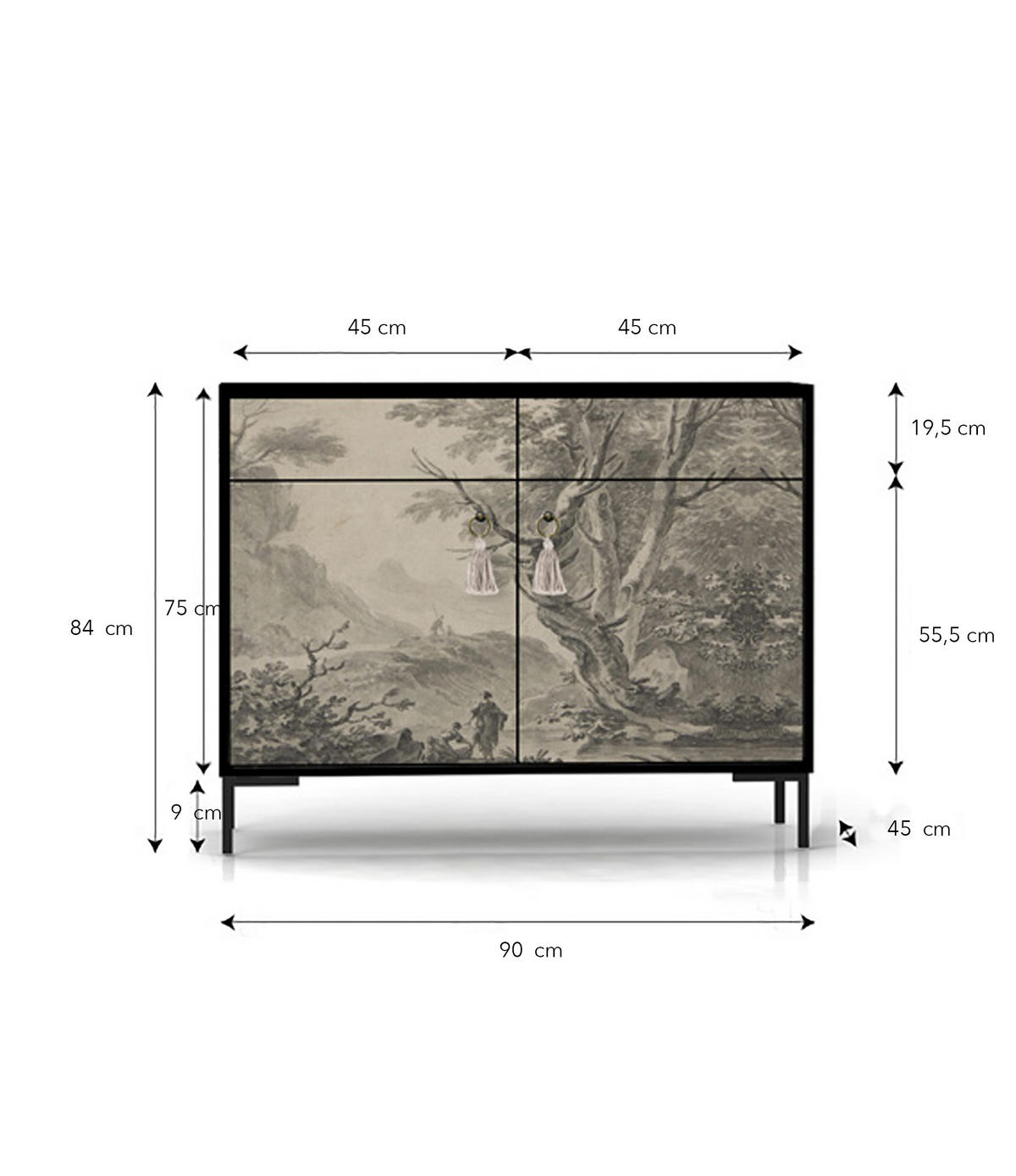 SIDEBOARD aus MDF mit 2 Türen und 2 Schubladen mit dem Aufdruck ALISE WASHER WOMAN - Grau, Holzwerkstoff (90/84/45cm) - RNT By Really Nice Things