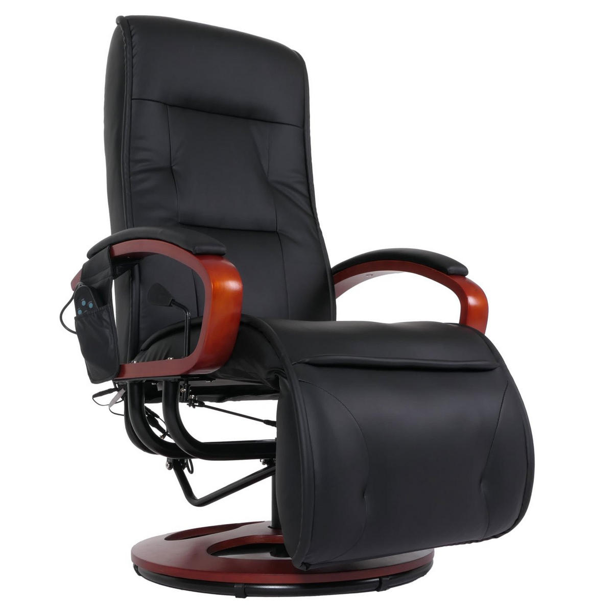 MASSAGESESSEL Athene HxBxT 118x69x143cm mit Massage Leder Schwarz - Schwarz, Leder (69/118/143cm) - BERLINLODGE