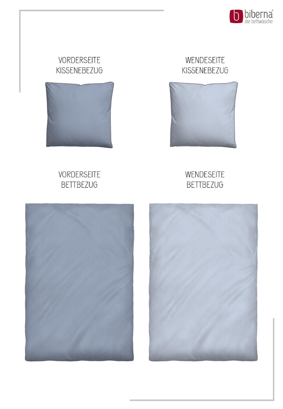 BETTWÄSCHE-GARNITUR Satin Feine Streifen blau, 155x200 cm + 80x80 cm - Blau, Textil (155/200cm) - biberna