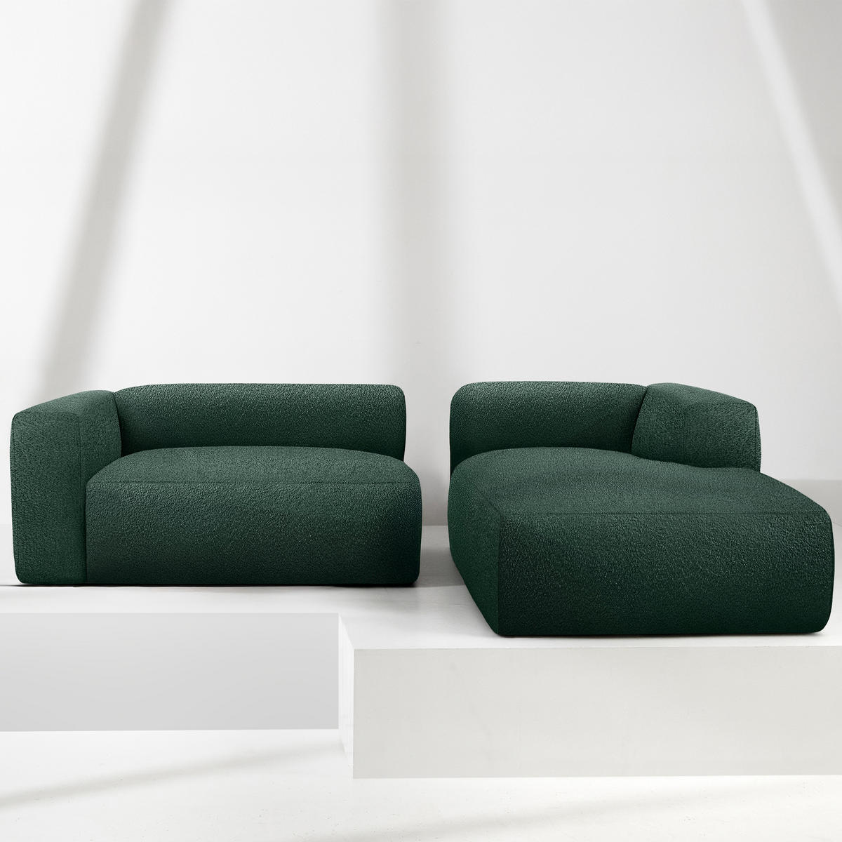 ECKSOFA RECHTS BUFFO, Dunkelgrün - Dunkelgrün, Holz/Holzwerkstoff (225/176cm) - KONSIMO®