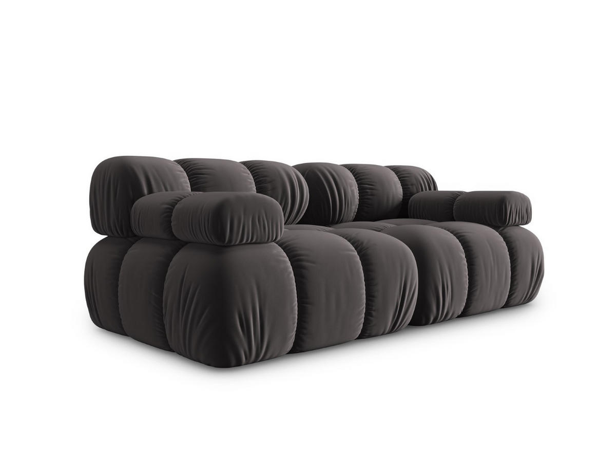 MODULARES-SOFA Bellis aus Samt dunkelgrau 2 Sitzplätze - Dunkelgrau, Textil (94/63/188cm) - Micadoni