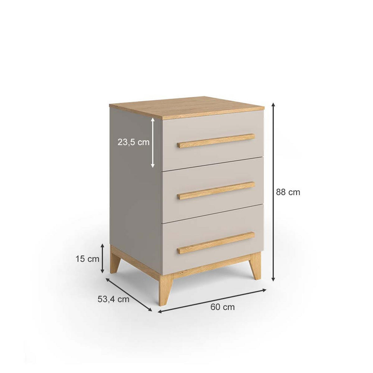 KOMMODE Malia Cashmere-Eiche 60 x 88 cm - Kaschmir, Holzwerkstoff (60/88/53.4cm) - VitaliSpa