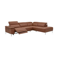 ECKSOFA Fiesta Echtleder mit 1 x Relaxfunktion Cognacbraun - Cognac, Leder/Metall (282/220cm)